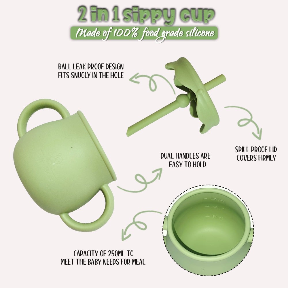 2 in 1 Honey Pot Sippy Cup - Olive