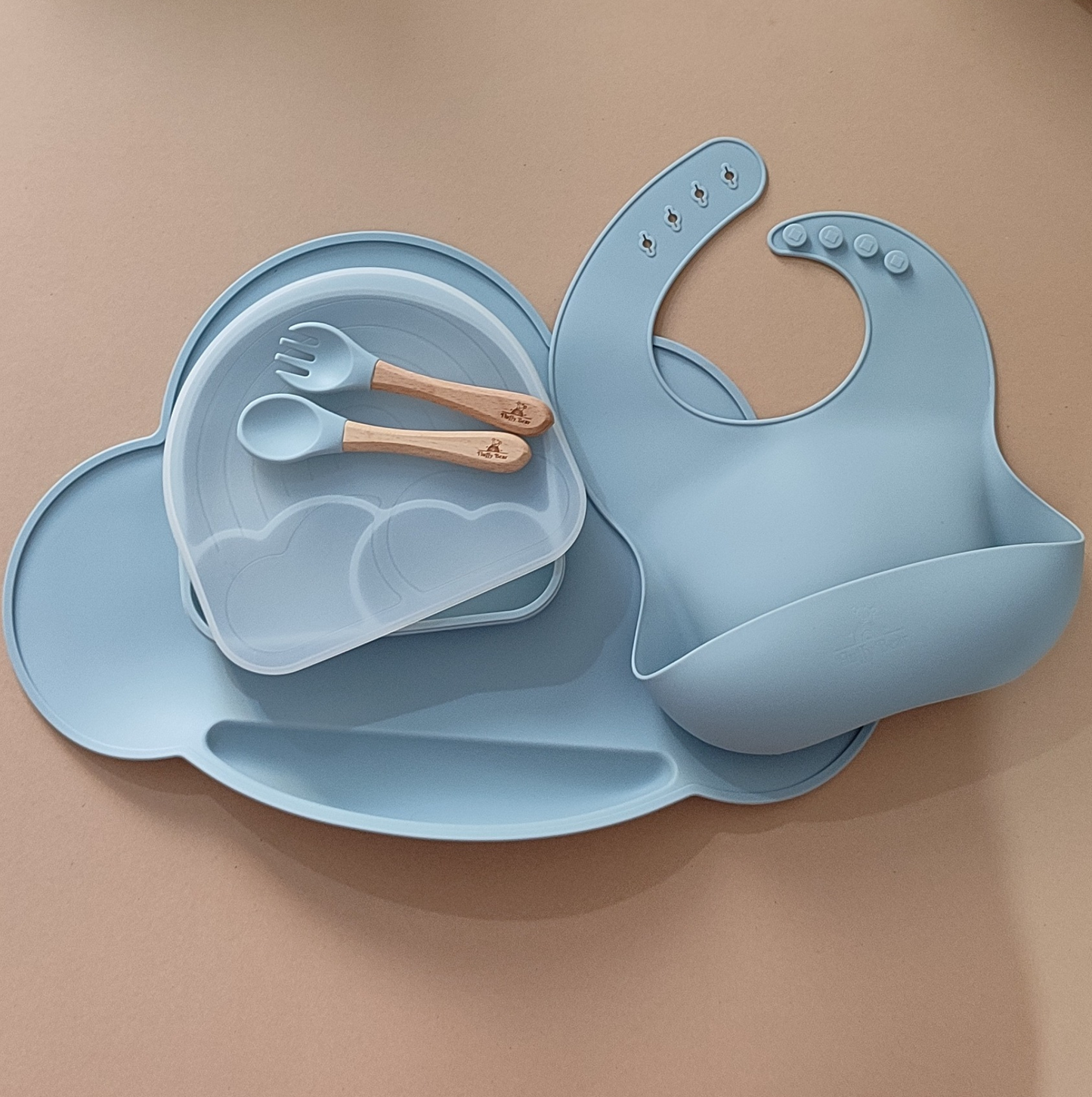 Silicone Baby Feeding Set - Weather - Dusky Blue