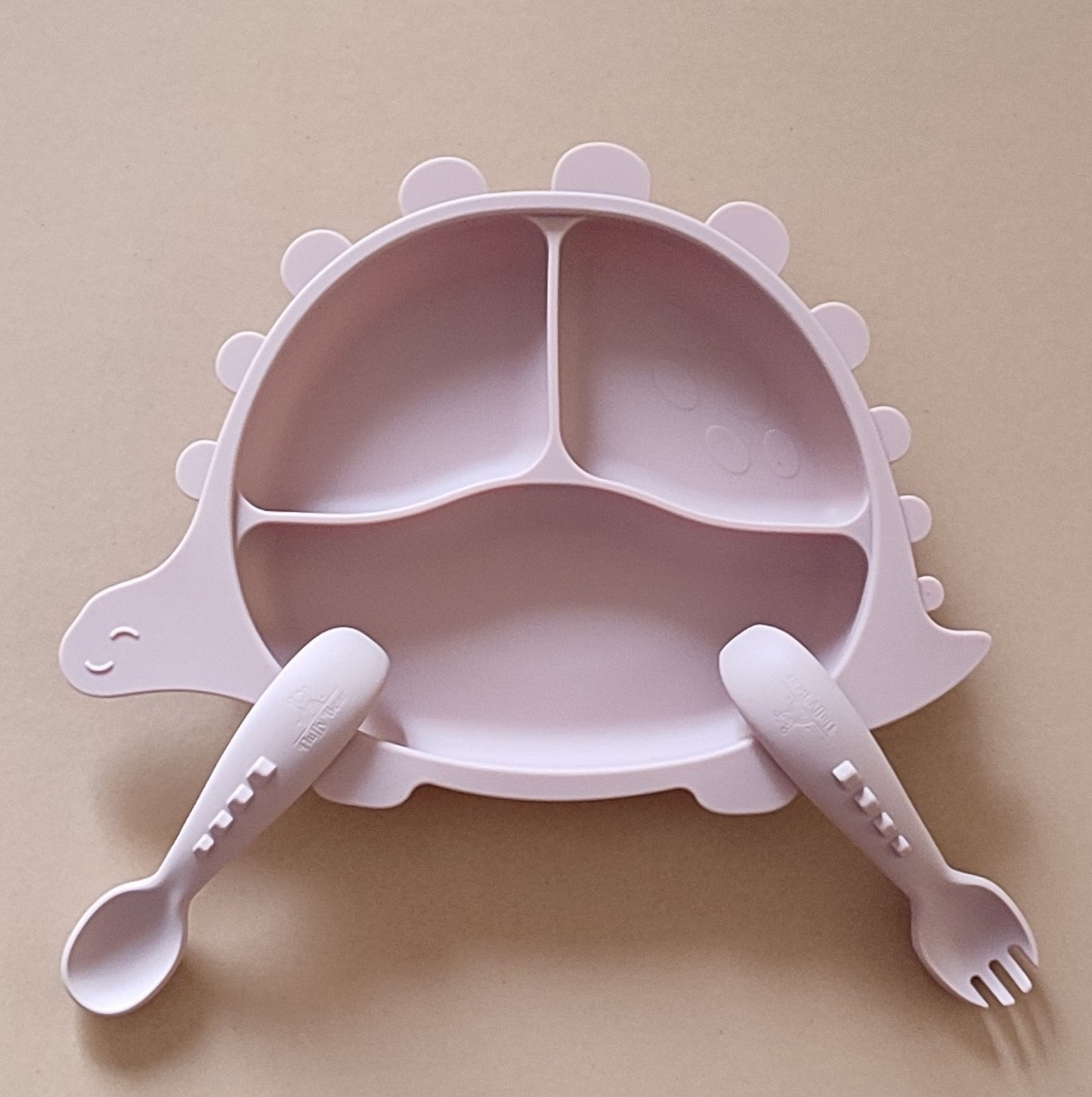 Silicone Baby Feeding Set - Dino - Rose Pink