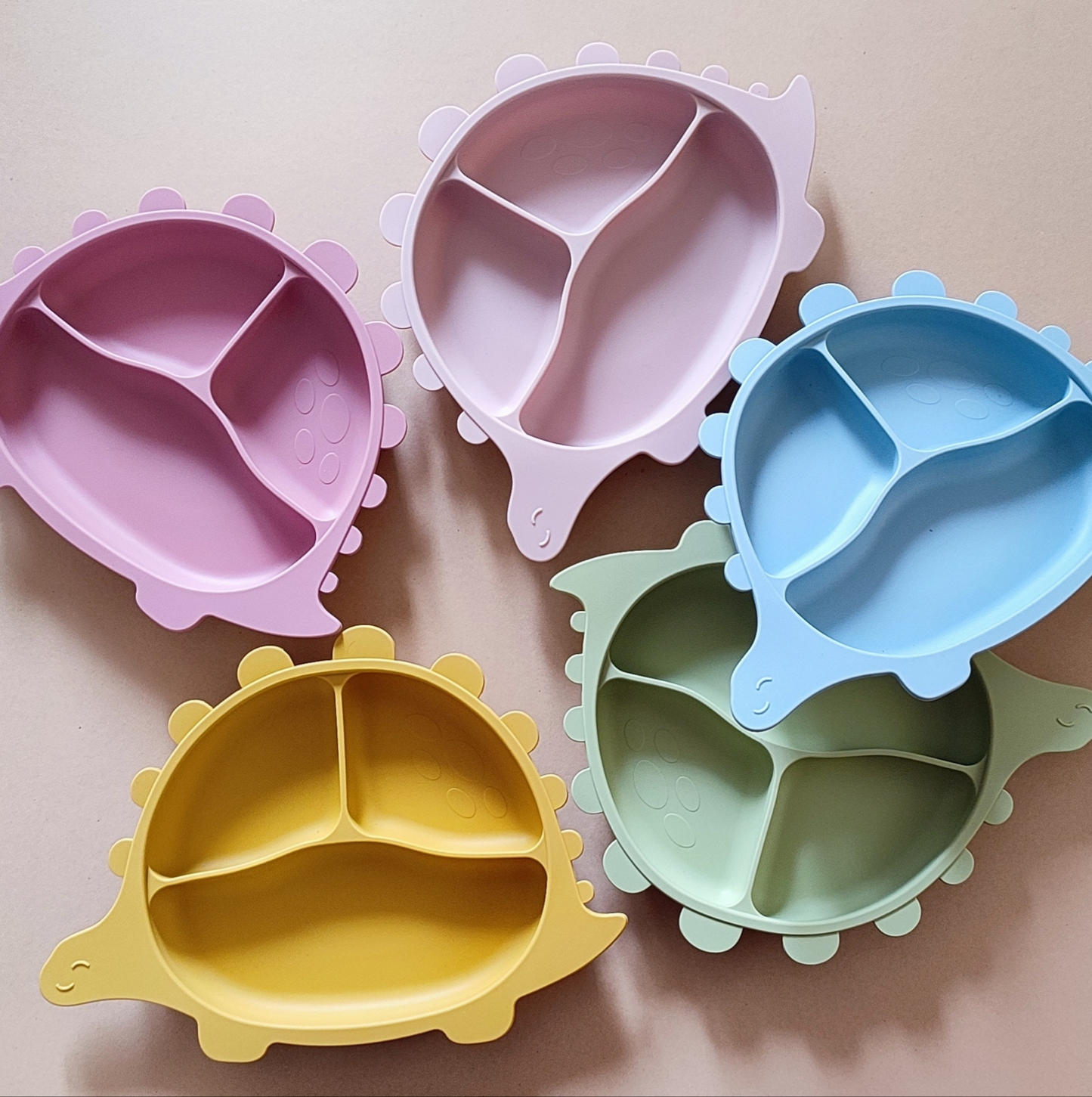 Silicone Divided Suction Plate (Dino) - Mango