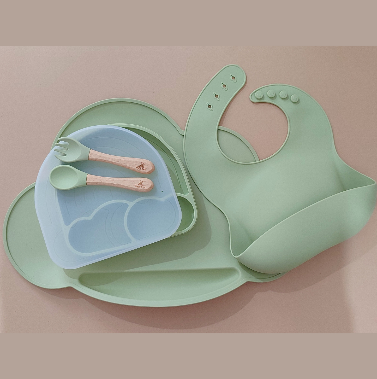 Silicone Baby Feeding Set - Weather - Olive