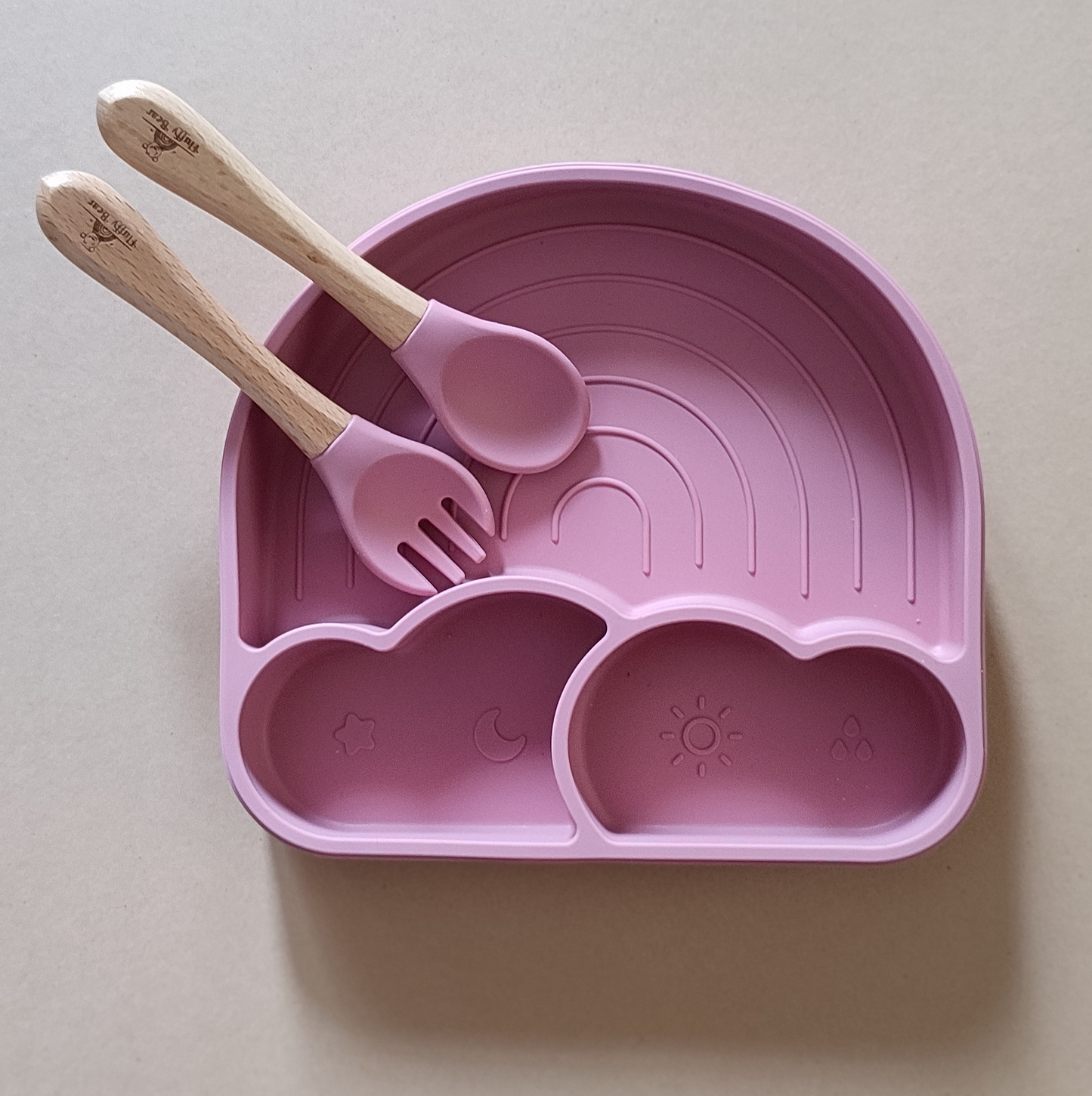 Silicone Baby Feeding Set - Weather - Dark Pink