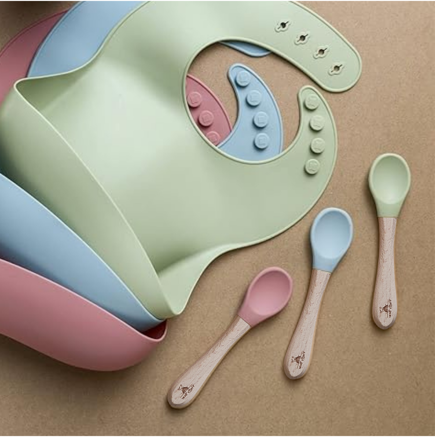 Silicone Food Catcher Bib - Dusky Blue