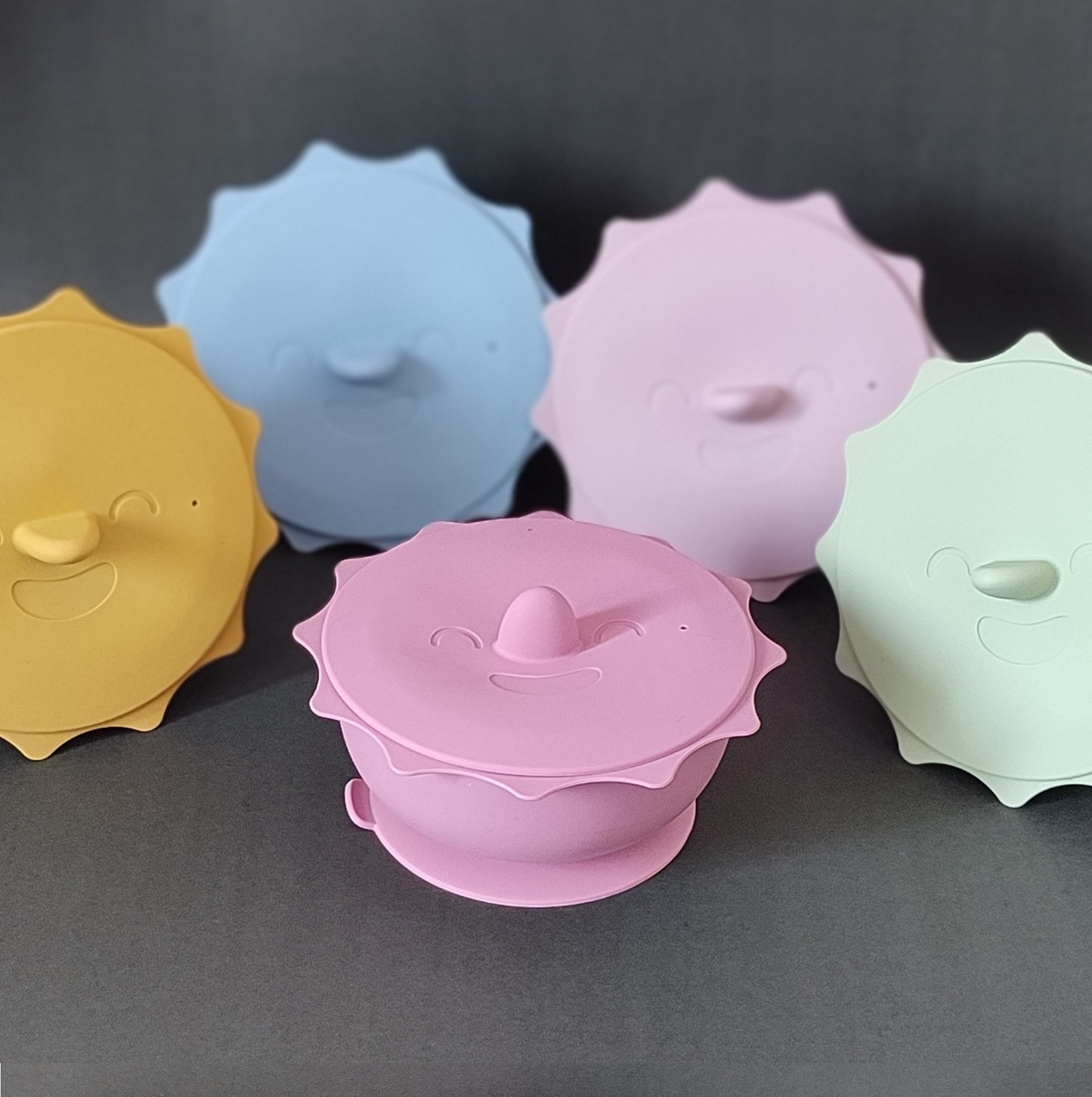 Silicone Sun Suction Bowl and Spoon Set - Rose Pink
