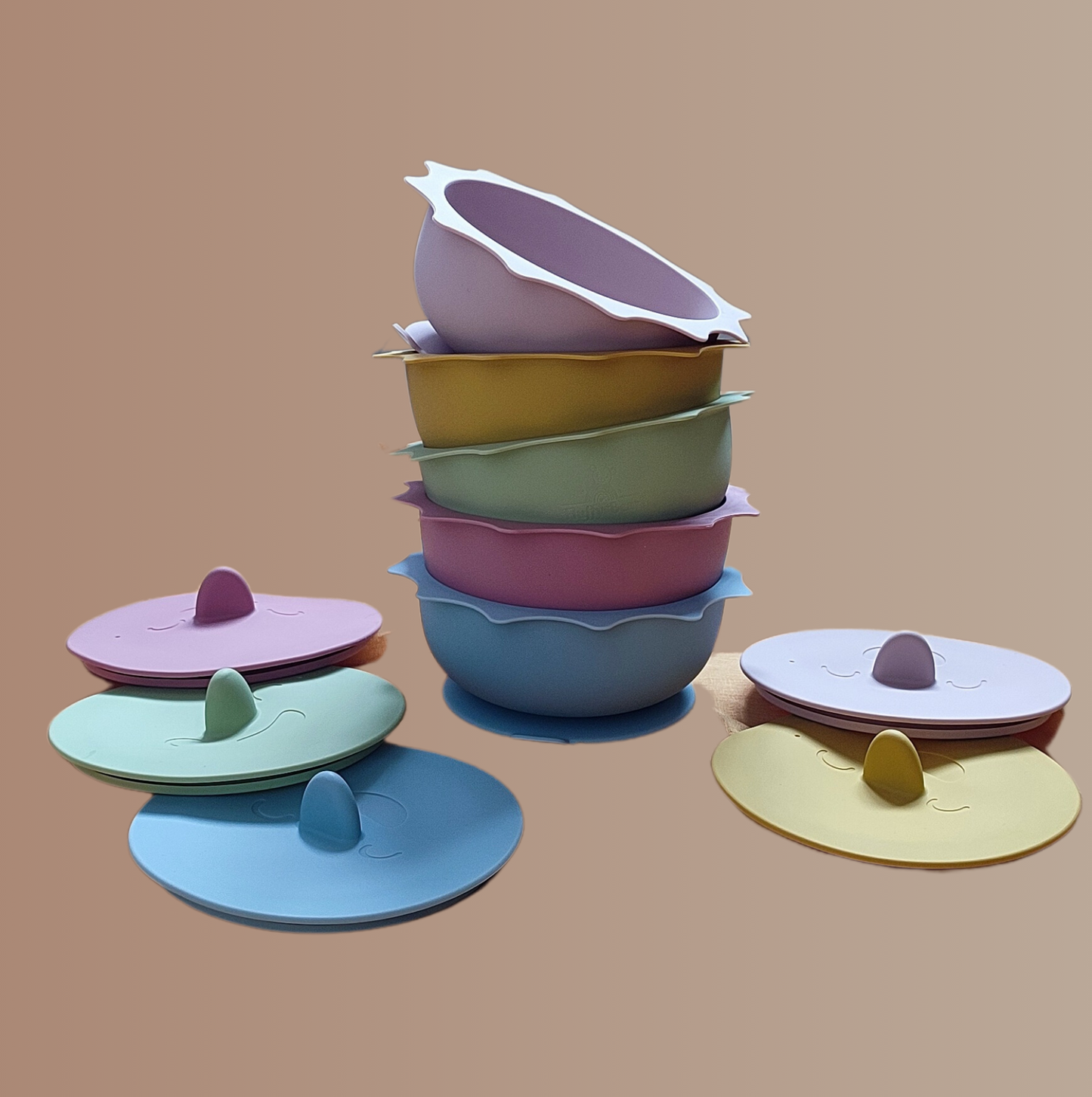 Silicone Sun Suction Bowl and Spoon Set - Dark Pink