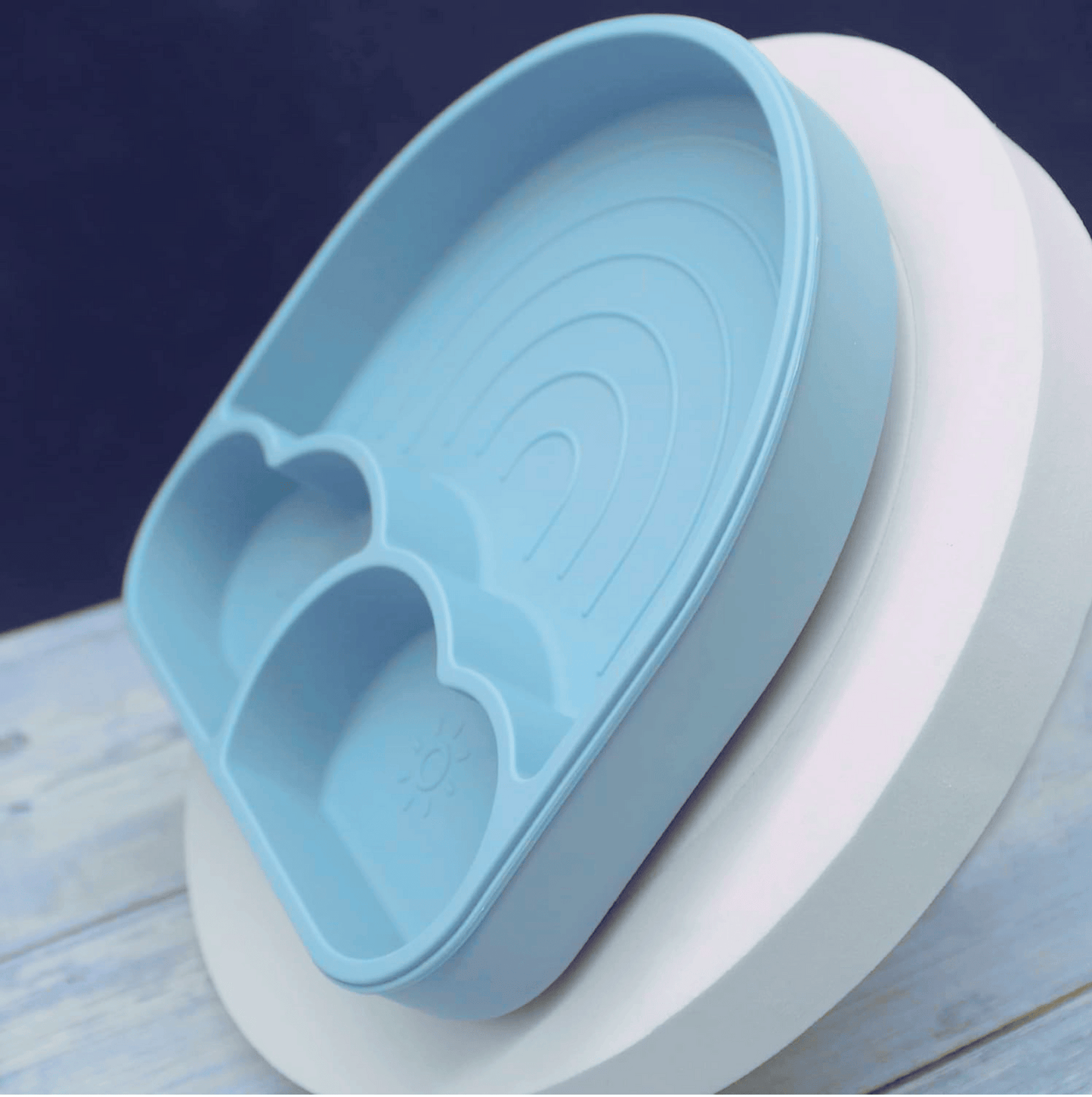Silicone Divided Suction Plate (Rainbow) - Dusky Blue