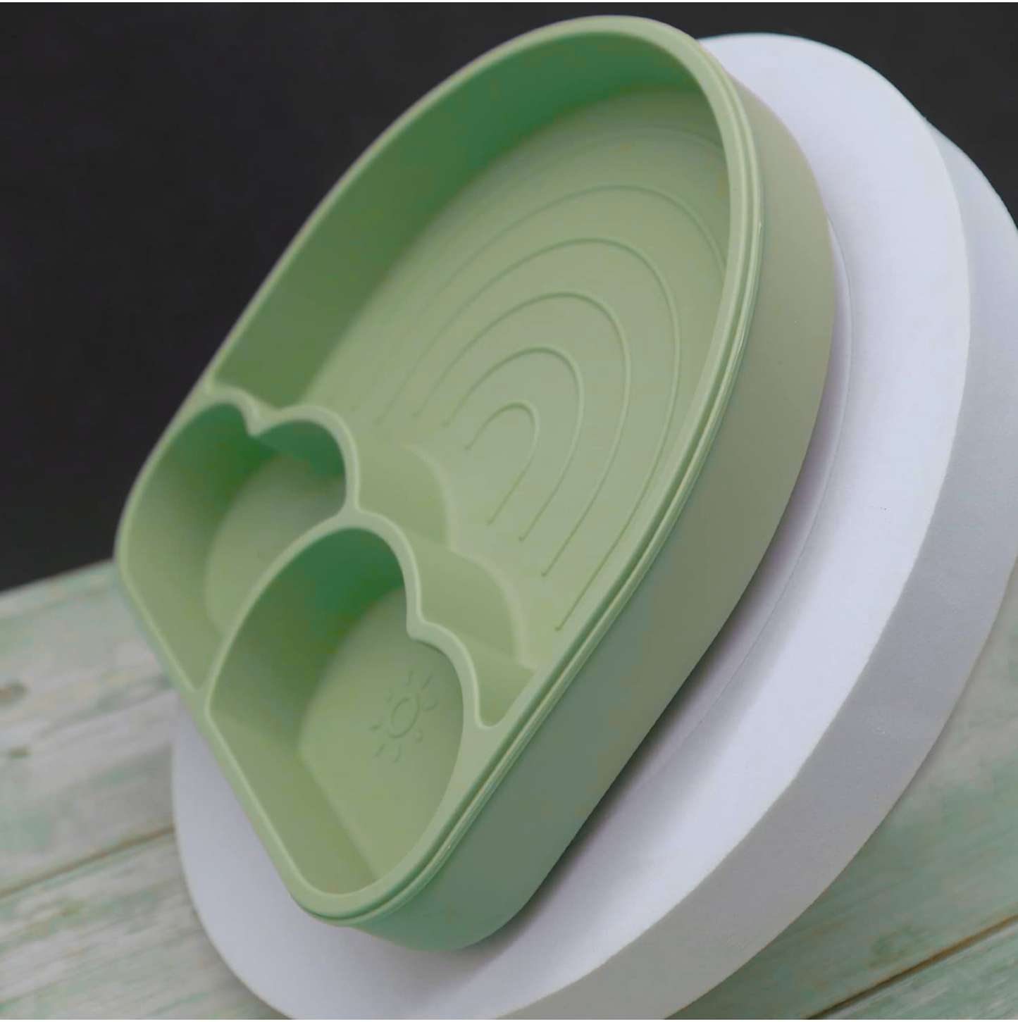 Silicone Divided Suction Plate (Rainbow) - Olive