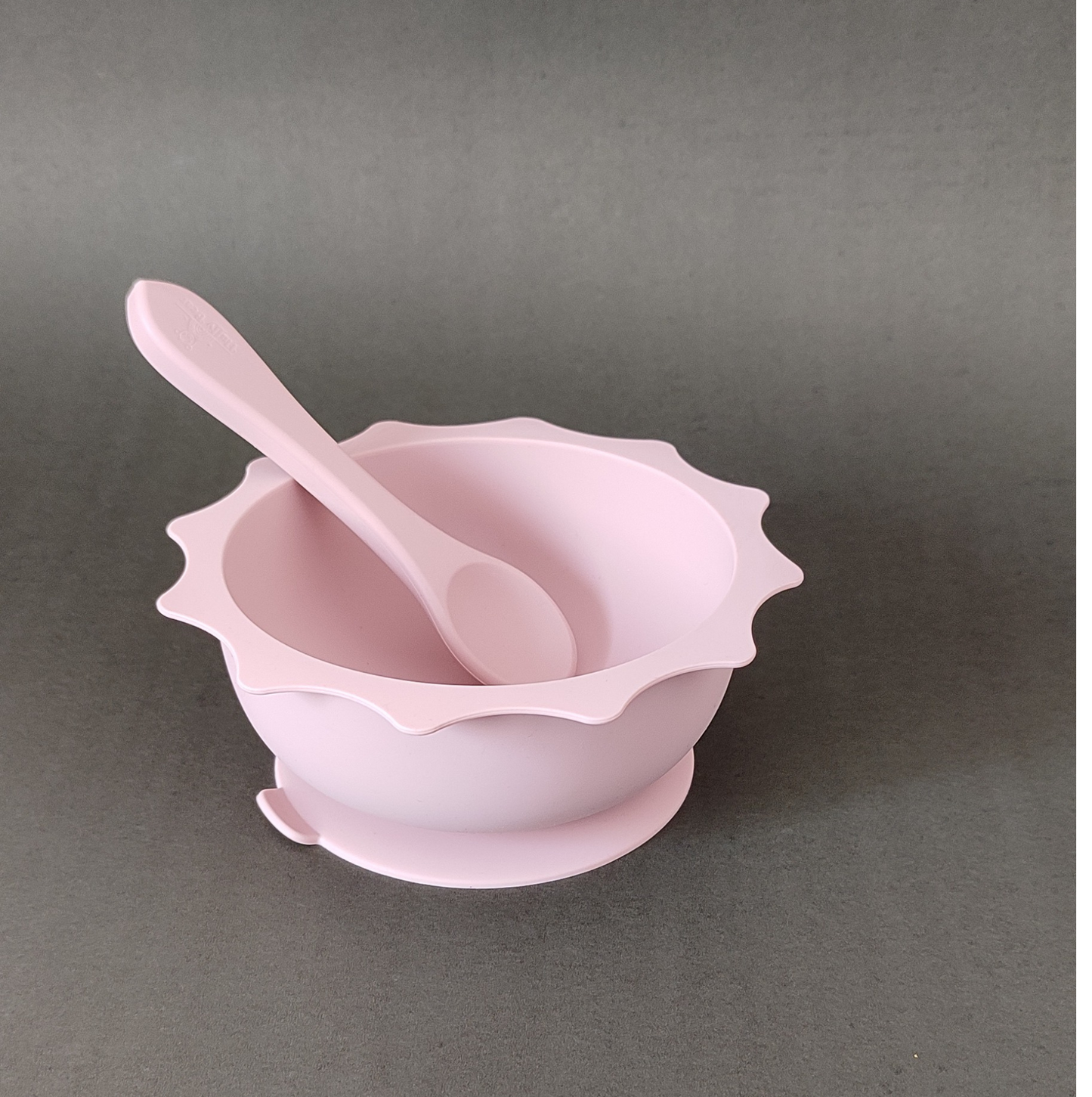 Silicone Sun Suction Bowl and Spoon Set - Rose Pink
