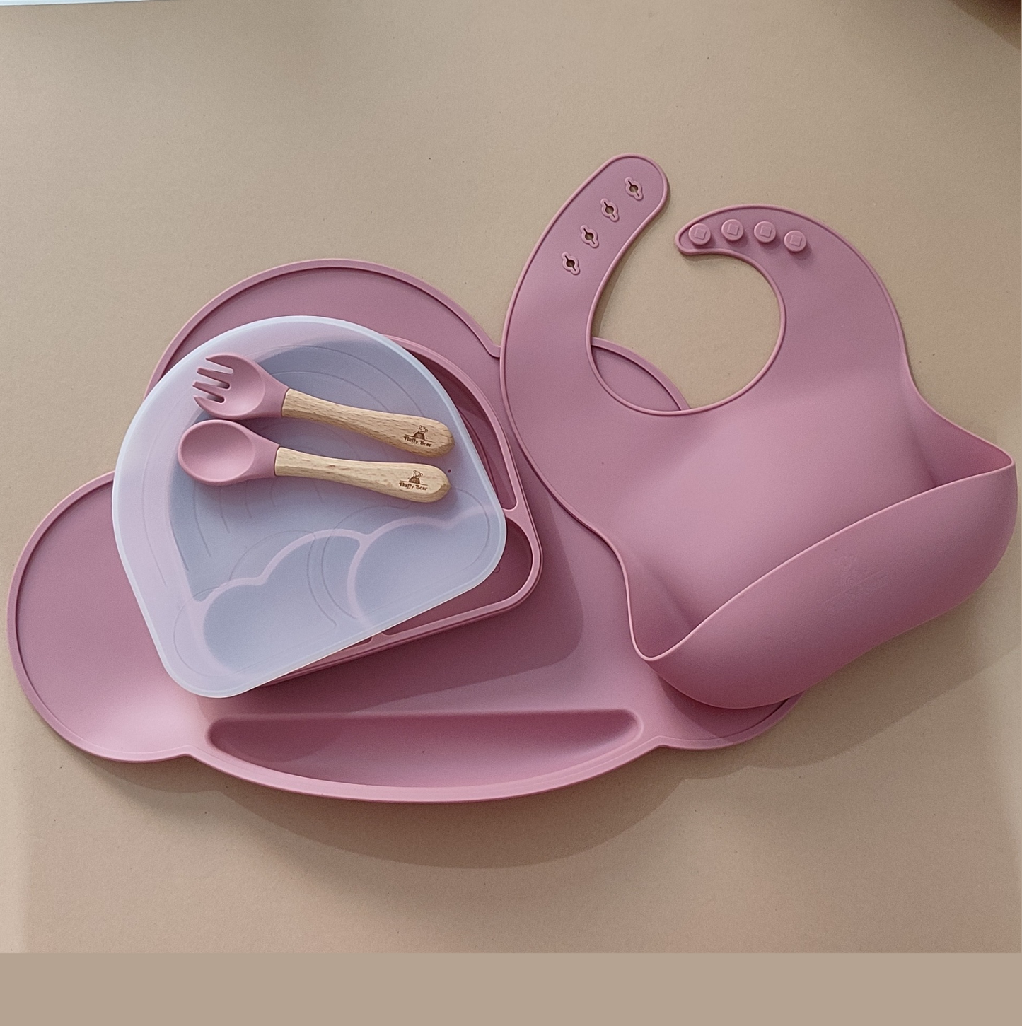 Silicone Baby Feeding Set - Weather - Dark Pink