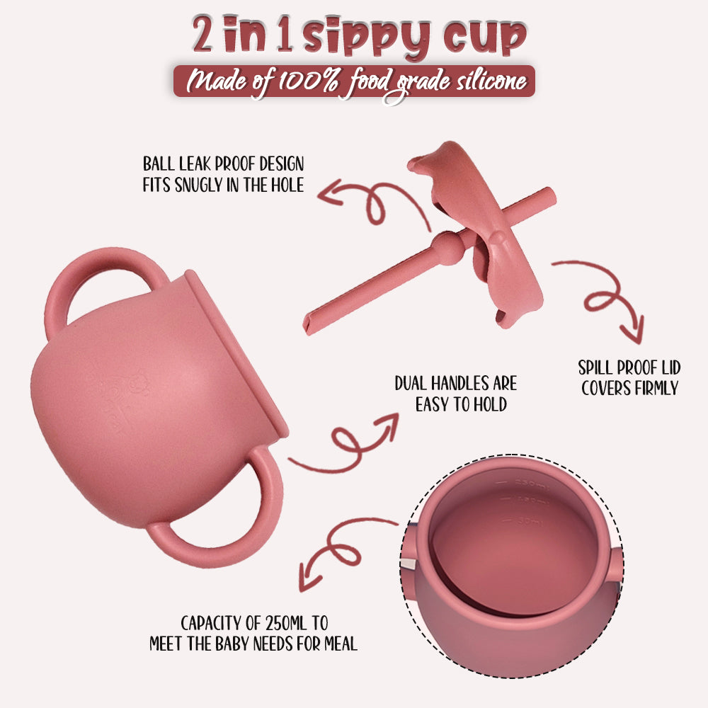 2 in 1 Honey Pot Sippy Cup - Dark Pink