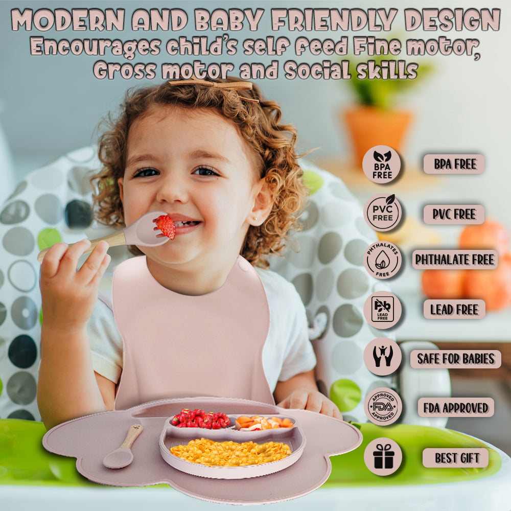 Silicone Baby Feeding Set - Weather - Rose Pink