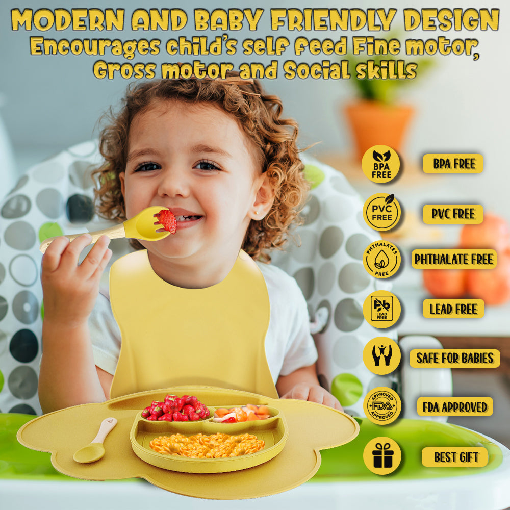 Silicone Baby Feeding Set - Weather - Mango