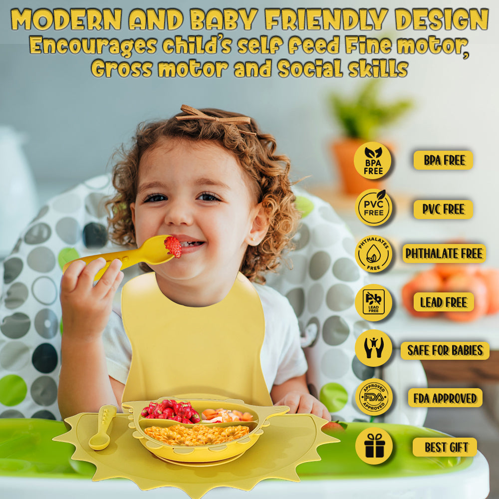 Silicone Baby Feeding Set - Dino - Mango
