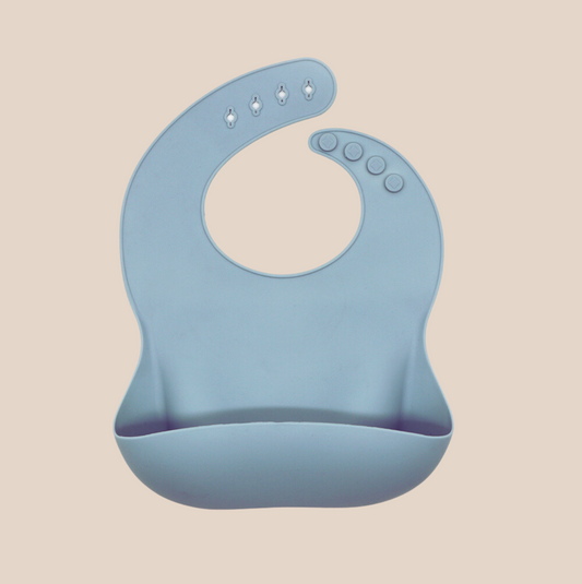 Silicone Food Catcher Bib - Dusky Blue