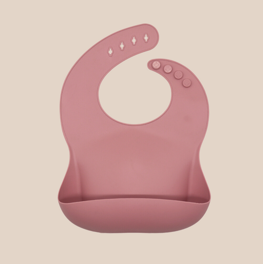 Silicone Food Catcher Bib - Dark Pink