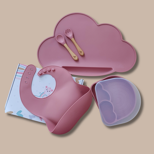 Silicone Baby Feeding Set - Weather - Dark Pink
