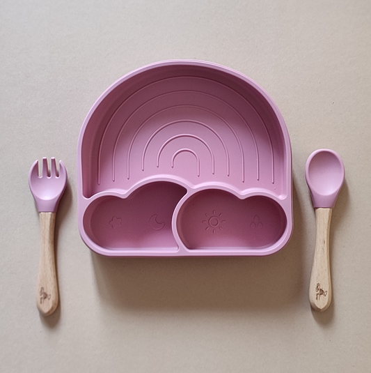 Silicone Divided Suction Plate (Rainbow) - Dark Pink
