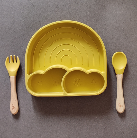 Silicone Divided Suction Plate (Rainbow) - Mango