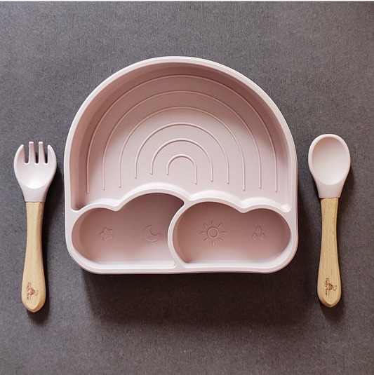 Silicone Divided Suction Plate (Rainbow) - Rose Pink