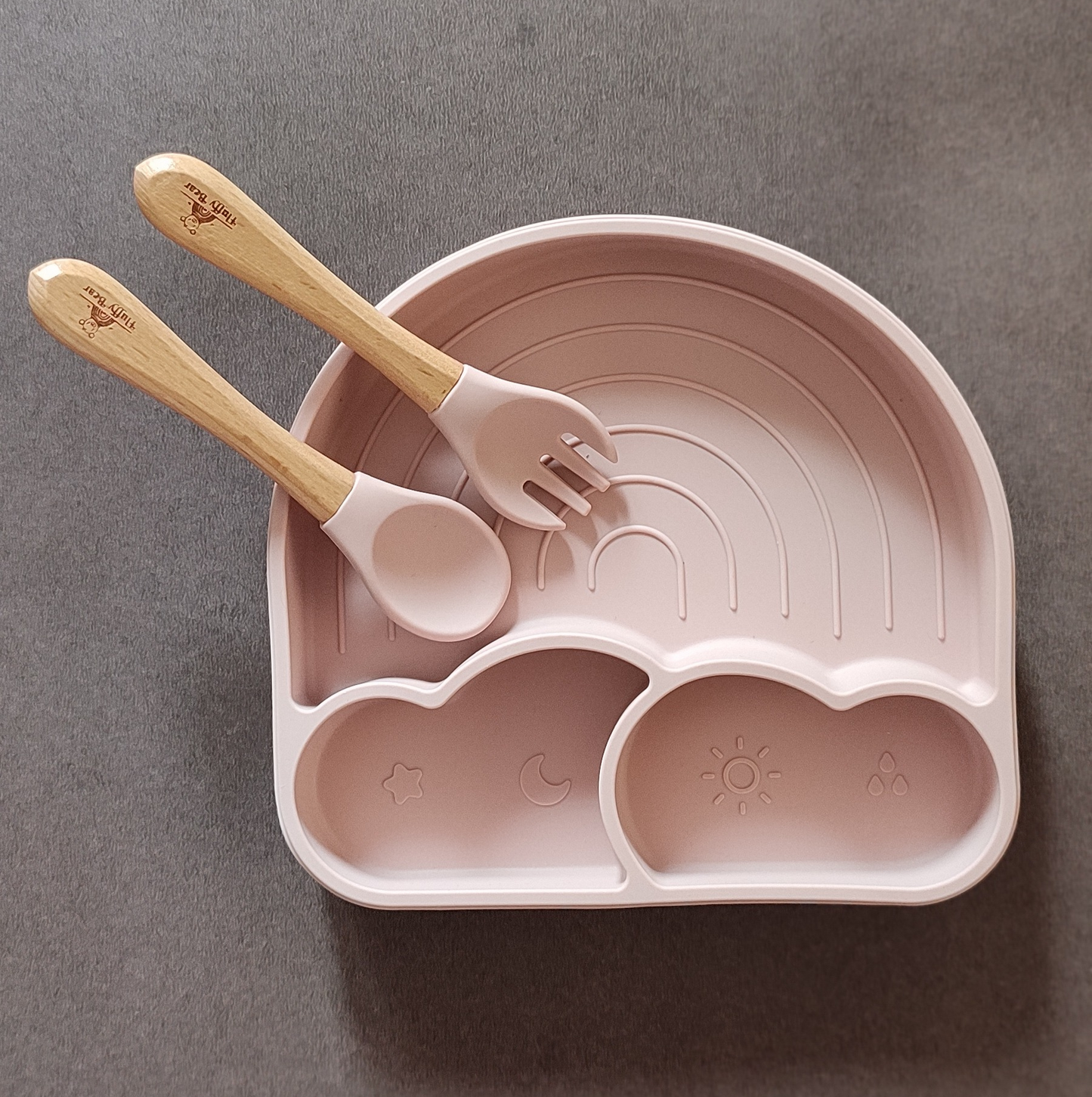 Silicone Divided Suction Plate (Rainbow) - Rose Pink