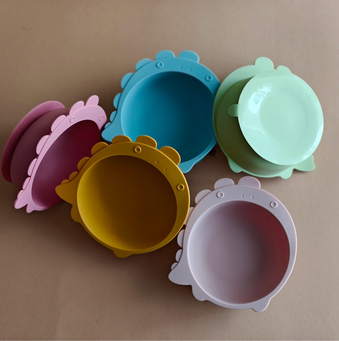 Silicone Dino Suction Bowl and Spoon Set - Mango