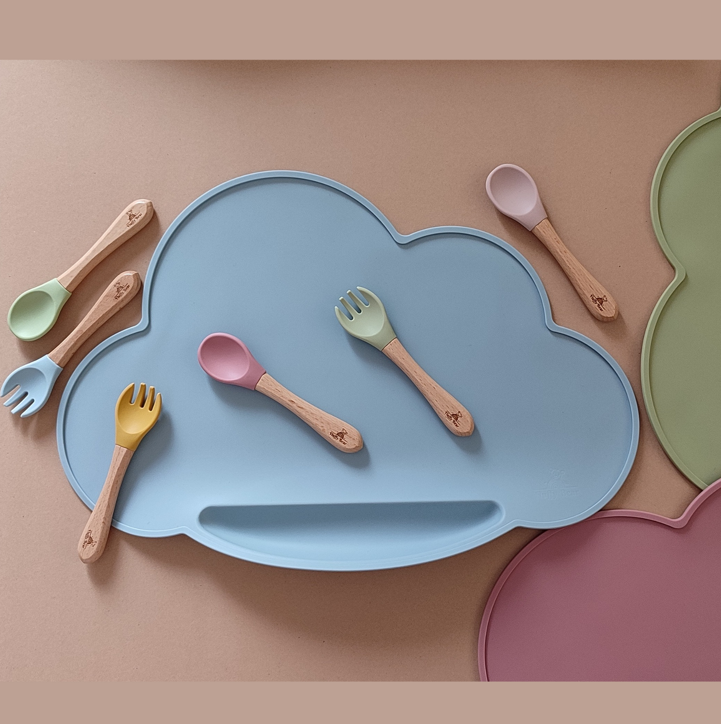 Silicone Baby Feeding Set - Weather - Dusky Blue