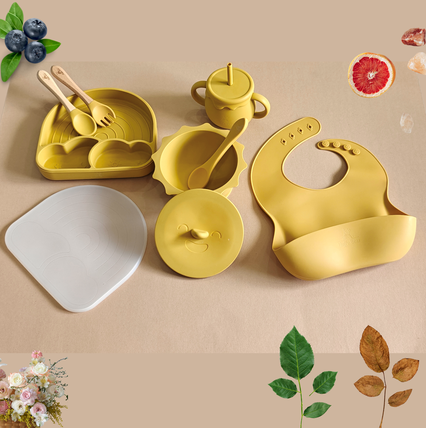 Silicone Baby Feeding Set - Weather - Mango