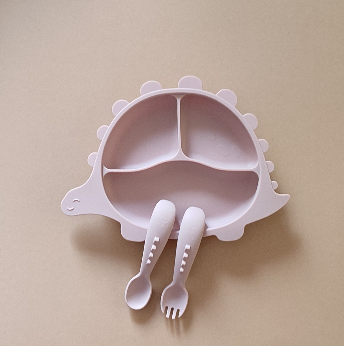 Silicone Divided Suction Plate (Dino) - Rose Pink