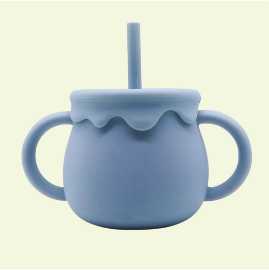 2 in 1 Honey Pot Sippy Cup - Dusky Blue