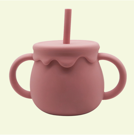 2 in 1 Honey Pot Sippy Cup - Dark Pink