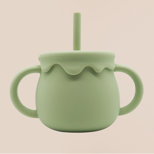 2 in 1 Honey Pot Sippy Cup - Olive