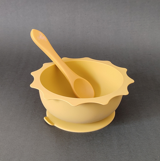 Silicone Sun Suction Bowl and Spoon Set - Mango