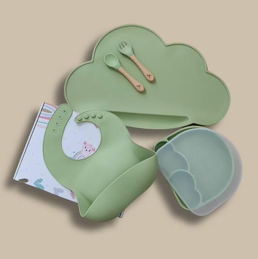 Silicone Baby Feeding Set - Weather - Olive