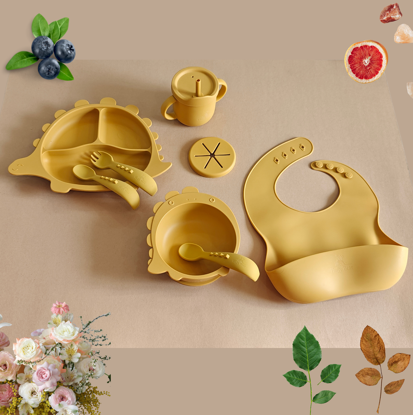 Silicone Baby Feeding Set - Dino - Mango